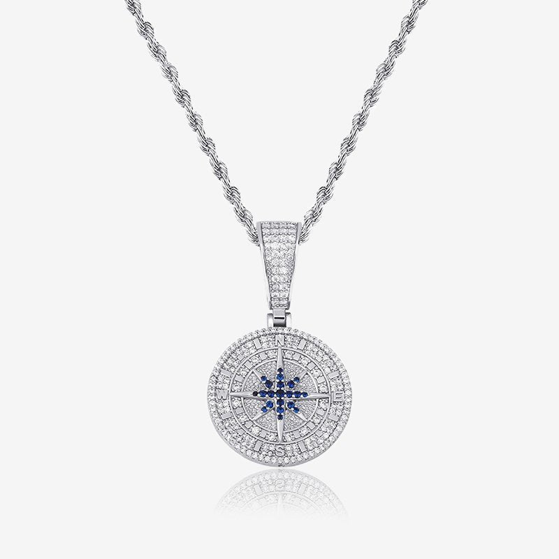 Serene Compass Pendant - White Gold